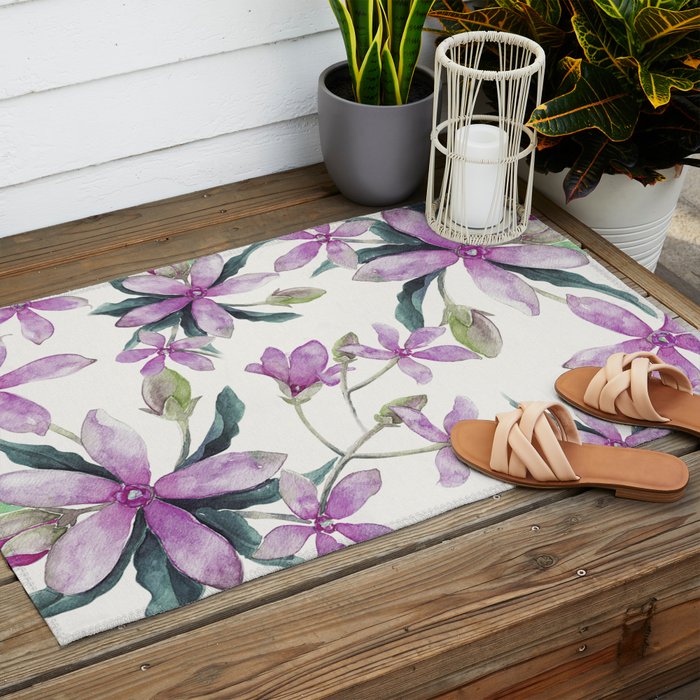 Purple flowers Outdoor Rug Gallery Image 2