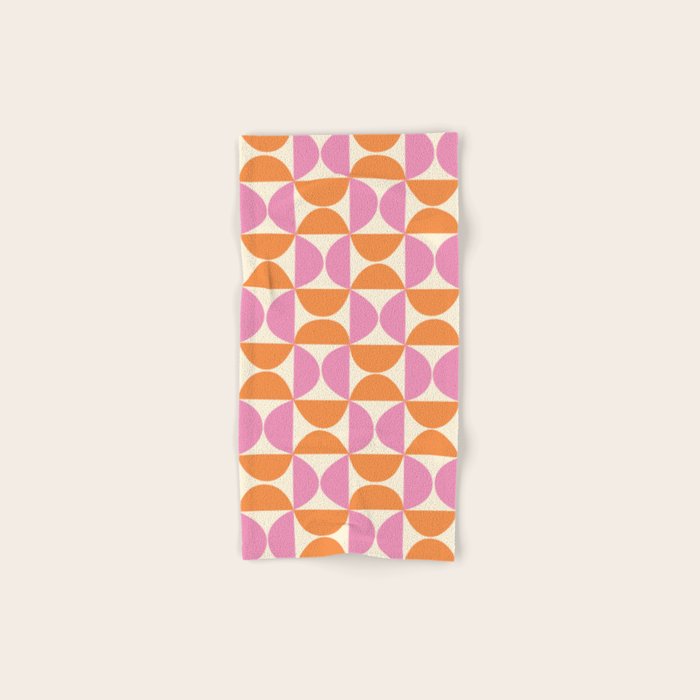 Mid-Century Geometric Shapes in Orange & Pink Bath Towel Gallery Image 1