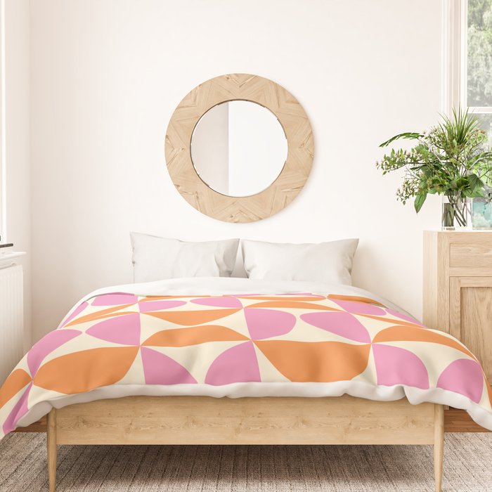 Mid-Century Geometric Shapes in Orange & Pink Duvet Cover Gallery Image 3