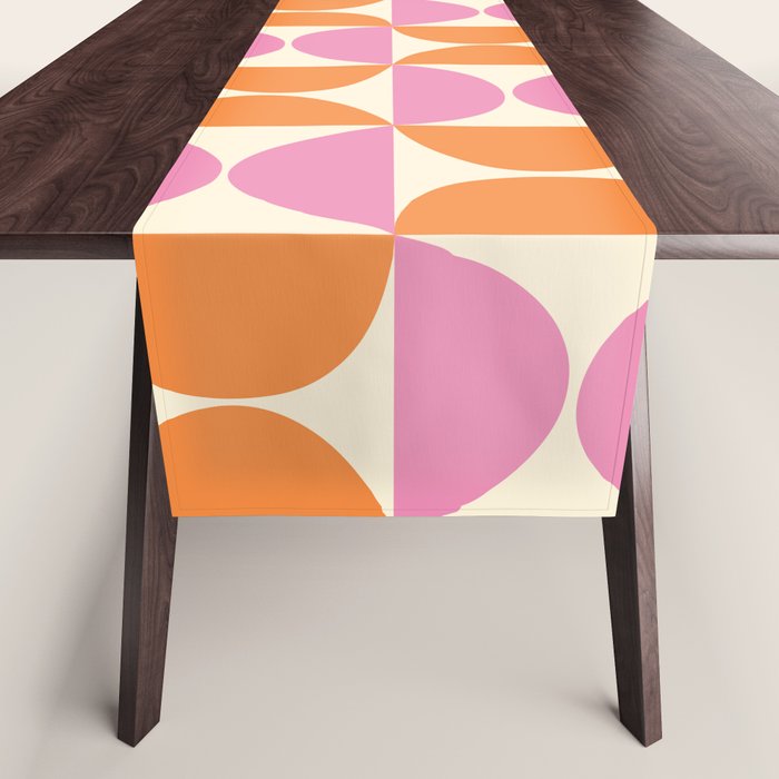 Mid-Century Geometric Shapes in Orange & Pink Table Runner Gallery Image 1