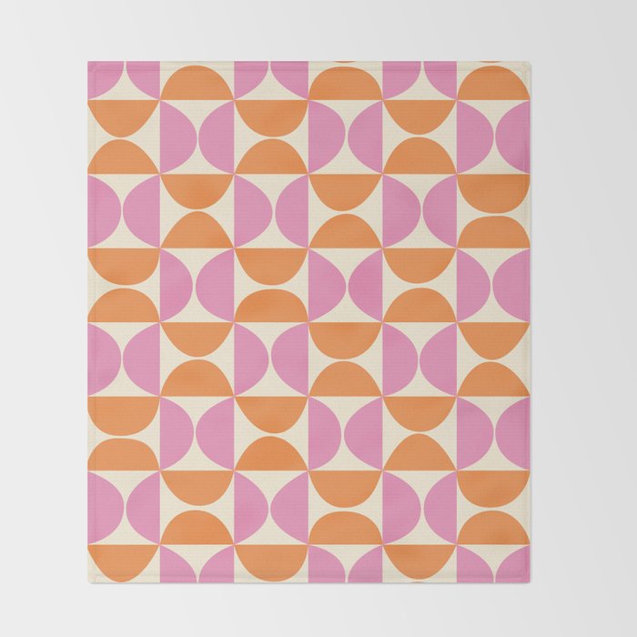 Mid-Century Geometric Shapes in Orange & Pink Throw Blanket Gallery Image 2