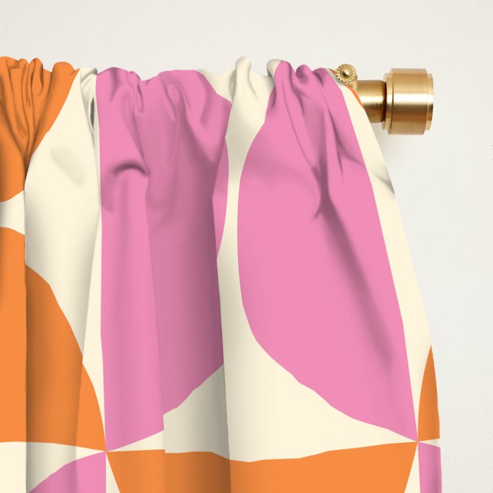 Mid-Century Geometric Shapes in Orange & Pink Window Curtain Gallery Image 2