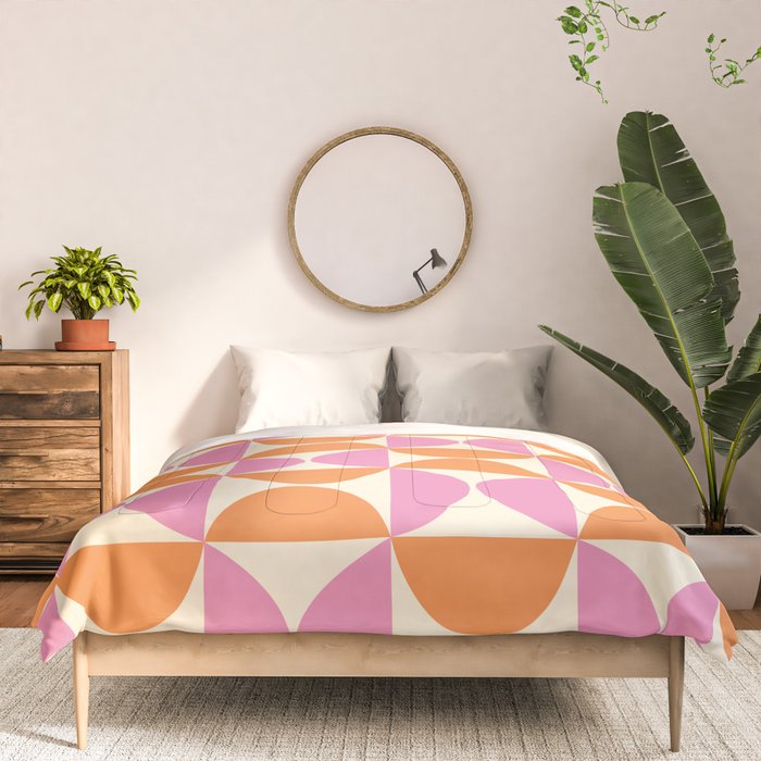 Mid-Century Geometric Shapes in Orange & Pink Comforter Gallery Image 3