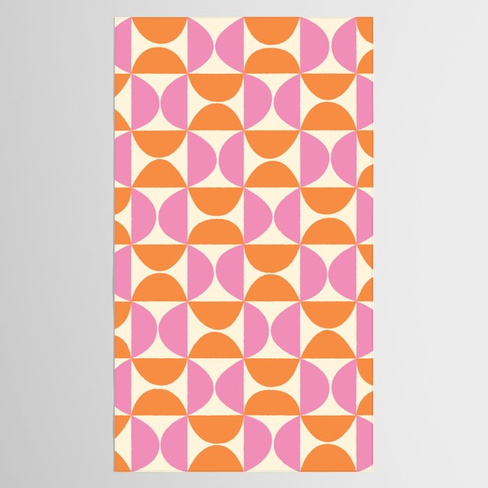 Mid-Century Geometric Shapes in Orange & Pink Tablecloth Gallery Image 2