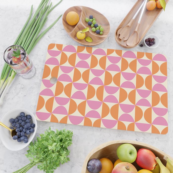 Mid-Century Geometric Shapes in Orange & Pink Cutting Board Gallery Image 2