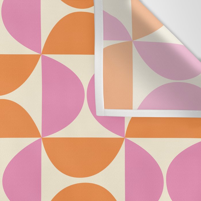 Mid-Century Geometric Shapes in Orange & Pink Wall Tapestry Gallery Image 3
