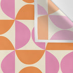 Mid-Century Geometric Shapes in Orange & Pink Wall Tapestry Gallery Image 3