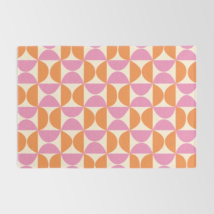 Mid-Century Geometric Shapes in Orange & Pink Rug Gallery Image 2
