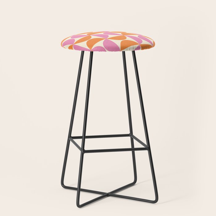 Mid-Century Geometric Shapes in Orange & Pink Stool Gallery Image 1