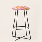 Mid-Century Geometric Shapes in Orange & Pink Stool Gallery Image 1