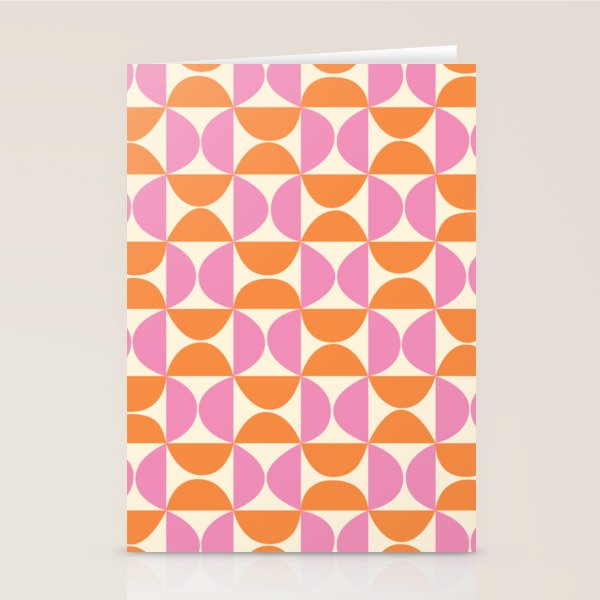 Mid-Century Geometric Shapes in Orange & Pink Stationery Card Gallery Image 2