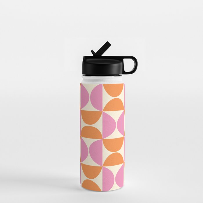 Mid-Century Geometric Shapes in Orange & Pink Water Bottle Gallery Image 1