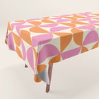 Mid-Century Geometric Shapes in Orange & Pink Tablecloth Gallery Image 1