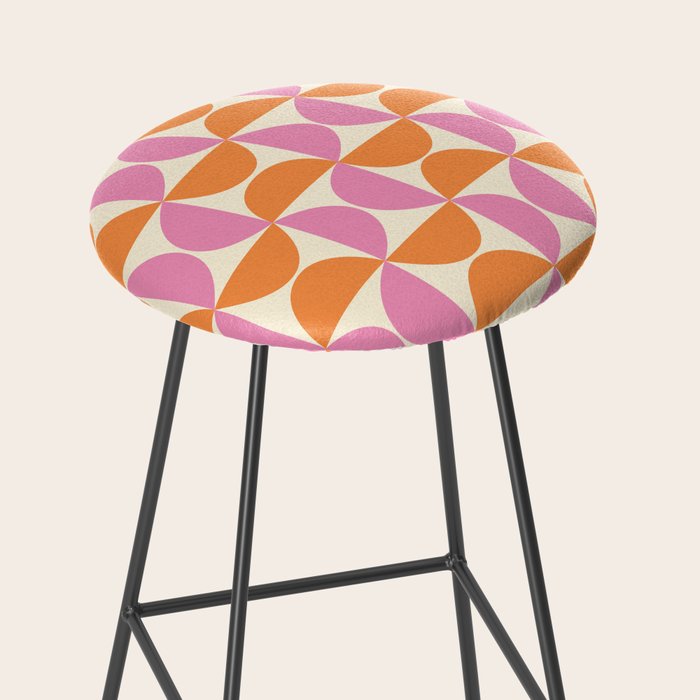 Mid-Century Geometric Shapes in Orange & Pink Stool Gallery Image 2