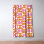 Mid-Century Geometric Shapes in Orange & Pink Window Curtain Gallery Image 3