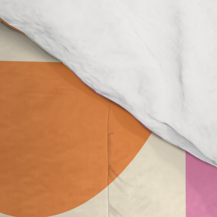 Mid-Century Geometric Shapes in Orange & Pink Comforter Gallery Image 4