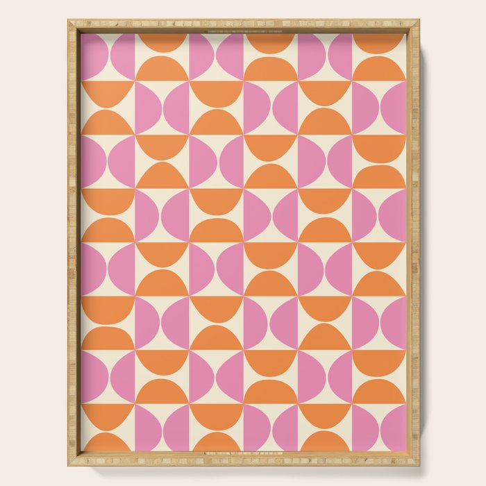 Mid-Century Geometric Shapes in Orange & Pink Serving Tray Gallery Image 1