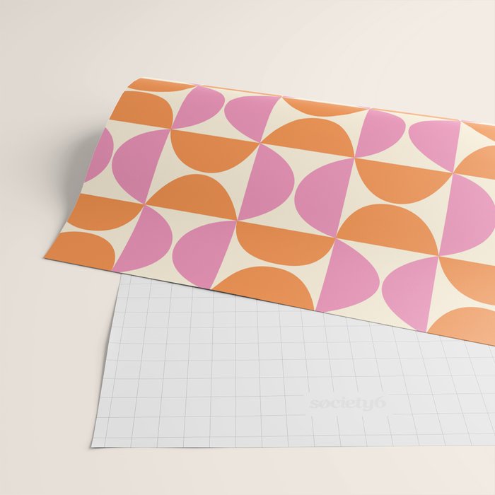 Mid-Century Geometric Shapes in Orange & Pink Wrapping Paper Gallery Image 2