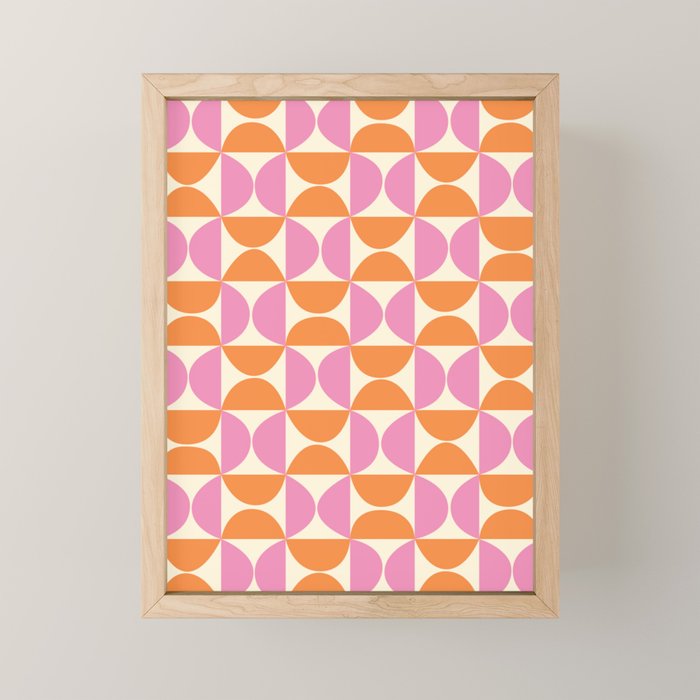 Mid-Century Geometric Shapes in Orange & Pink Mini Art Print Gallery Image 1