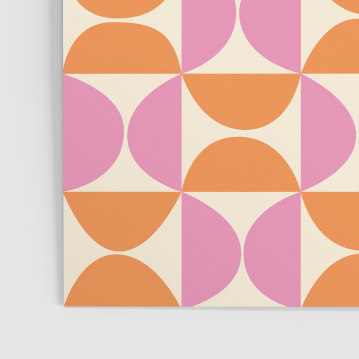 Mid-Century Geometric Shapes in Orange & Pink Poster Gallery Image 3