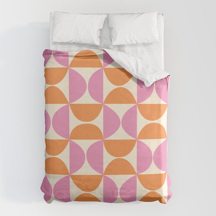 Mid-Century Geometric Shapes in Orange & Pink Duvet Cover Gallery Image 6