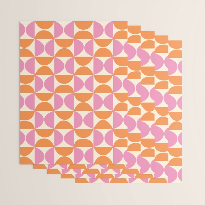 Mid-Century Geometric Shapes in Orange & Pink Wrapping Paper Gallery Image 3