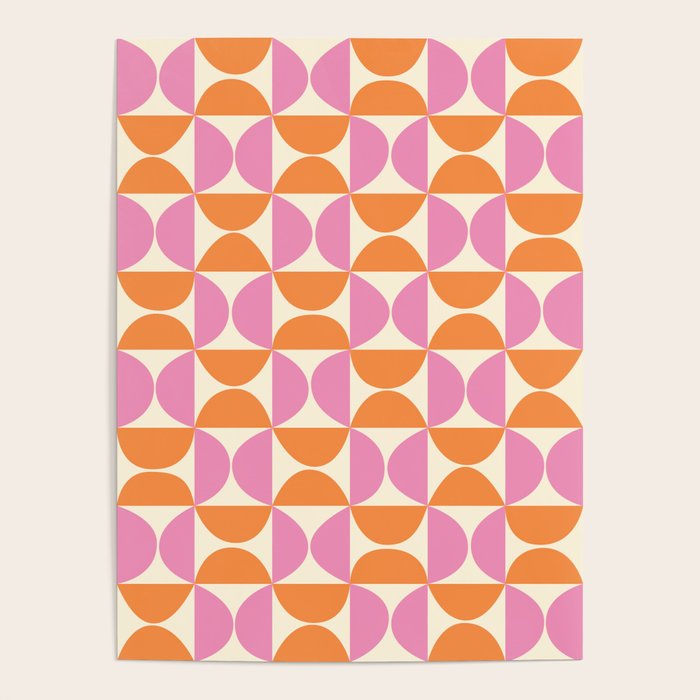 Mid-Century Geometric Shapes in Orange & Pink Poster Gallery Image 4