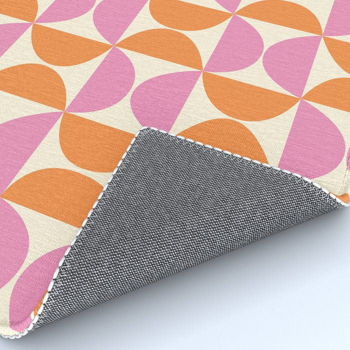 Mid-Century Geometric Shapes in Orange & Pink Rug Gallery Image 4