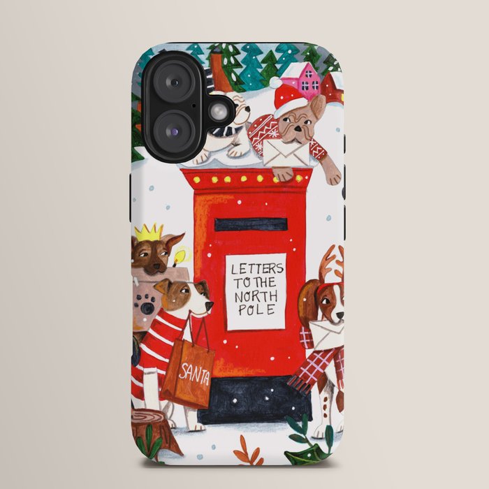 Dogs in the snow Christmas post nordic village iPhone Case Gallery Image 13