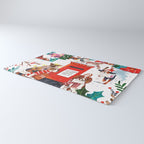 Dogs in the snow Christmas post nordic village Rug Gallery Image 3