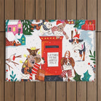 Dogs in the snow Christmas post nordic village Outdoor Rug Gallery Image 1