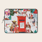 Dogs in the snow Christmas post nordic village Laptop Sleeve Gallery Image 1