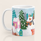Dogs in the snow Christmas post nordic village Coffee Mug Gallery Image 3
