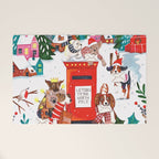 Dogs in the snow Christmas post nordic village Welcome Mat Gallery Image 1