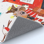 Dogs in the snow Christmas post nordic village Rug Gallery Image 4