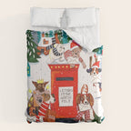 Dogs in the snow Christmas post nordic village Comforter Gallery Image 6