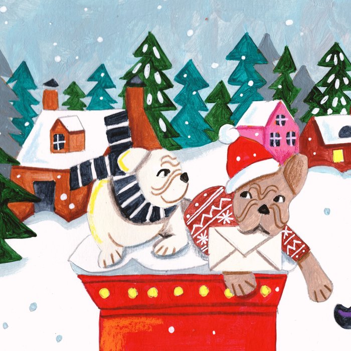 Dogs in the snow Christmas post nordic village Coffee Mug Gallery Image 2