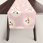 Minimalistic Festive Snowmen On Pink Table Runner Gallery Image 1