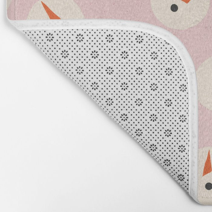 Minimalistic Festive Snowmen On Pink Bath Mat Gallery Image 2