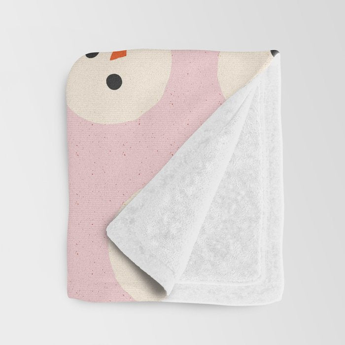 Minimalistic Festive Snowmen On Pink Throw Blanket Gallery Image 3