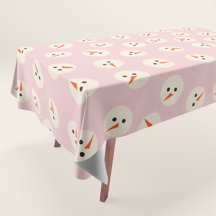 Minimalistic Festive Snowmen On Pink Tablecloth Gallery Image 1