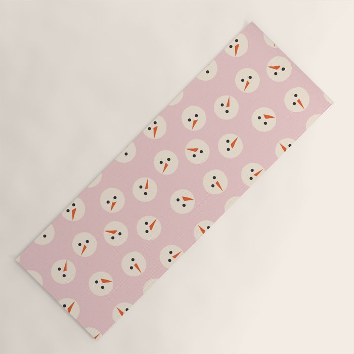 Minimalistic Festive Snowmen On Pink Yoga Mat Gallery Image 1