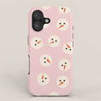 Minimalistic Festive Snowmen On Pink iPhone Case Gallery Image 1