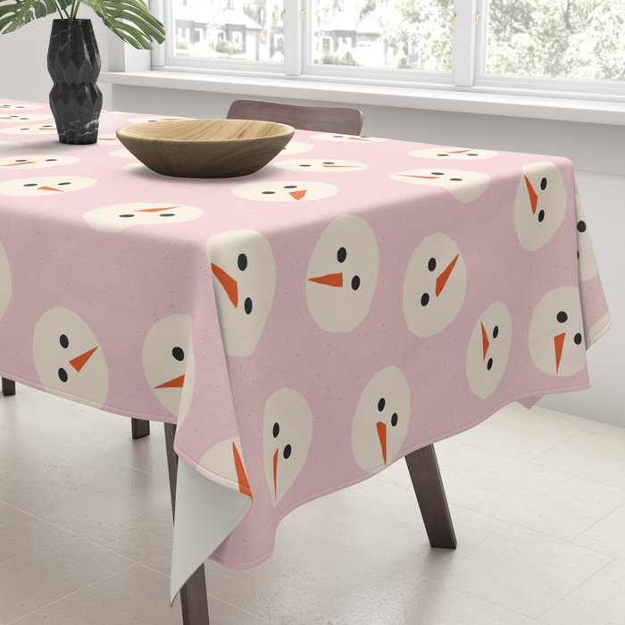 Minimalistic Festive Snowmen On Pink Tablecloth Gallery Image 3