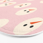 Minimalistic Festive Snowmen On Pink Bath Mat Gallery Image 3