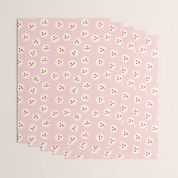 Minimalistic Festive Snowmen On Pink Wrapping Paper Gallery Image 3