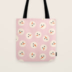 Minimalistic Festive Snowmen On Pink Tote Bag Gallery Image 1