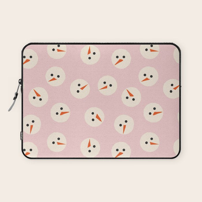 Minimalistic Festive Snowmen On Pink Laptop Sleeve Gallery Image 1