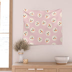 Minimalistic Festive Snowmen On Pink Wall Tapestry Gallery Image 2
