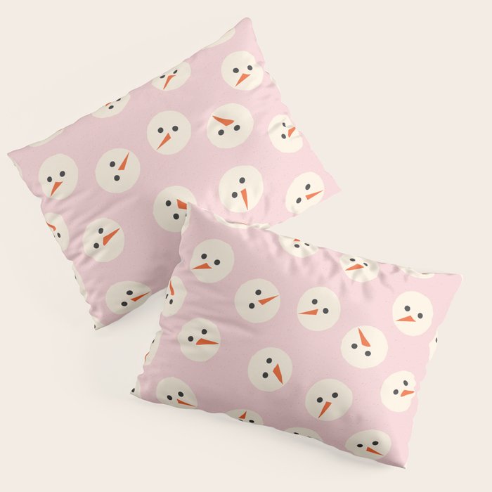 Minimalistic Festive Snowmen On Pink Pillow Sham Gallery Image 3